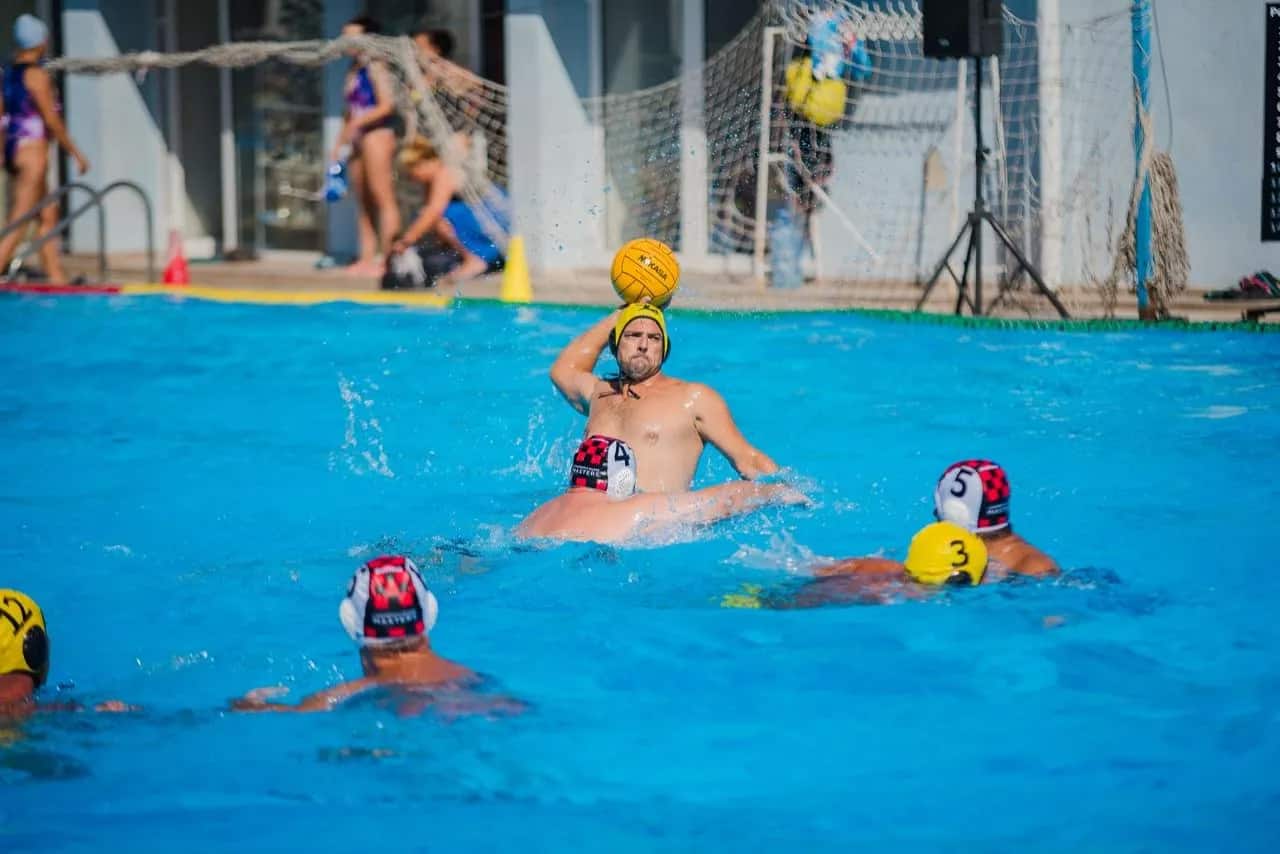 A player lifting the ball to pass